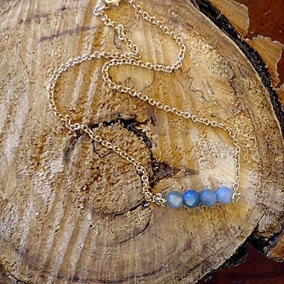 SALE New 12k Solid RG Rainbow/Bluefire Labradorite Mala - Picture 3 of 6